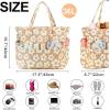 imageWaterproof Beach Tote Pool Bags for Women Ladies Extra Large Gym Tote Carry On Bag With Wet Compartment for Weekender TravelGreen Flower Beige