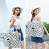 imageWaterproof Beach Tote Pool Bags for Women Ladies Extra Large Gym Tote Carry On Bag With Wet Compartment for Weekender TravelGrey and White Checkered Pattern
