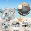 imageWaterproof Beach Tote Pool Bags for Women Ladies Extra Large Gym Tote Carry On Bag With Wet Compartment for Weekender TravelGrey and White Checkered Pattern