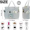 imageWaterproof Beach Tote Pool Bags for Women Ladies Extra Large Gym Tote Carry On Bag With Wet Compartment for Weekender TravelGrey and White Checkered Pattern