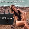 imageWaterproof Beach Tote Pool Bags for Women Ladies Extra Large Gym Tote Carry On Bag With Wet Compartment for Weekender TravelMblack