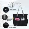 imageWaterproof Beach Tote Pool Bags for Women Ladies Extra Large Gym Tote Carry On Bag With Wet Compartment for Weekender TravelMblack