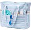 imageWaterproof Beach Tote Pool Bags for Women Ladies Extra Large Gym Tote Carry On Bag With Wet Compartment for Weekender TravelMulticolor Strip 1