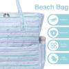 imageWaterproof Beach Tote Pool Bags for Women Ladies Extra Large Gym Tote Carry On Bag With Wet Compartment for Weekender TravelMulticolor Strip 1