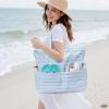 imageWaterproof Beach Tote Pool Bags for Women Ladies Extra Large Gym Tote Carry On Bag With Wet Compartment for Weekender TravelMulticolor Strip 1
