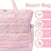imageWaterproof Beach Tote Pool Bags for Women Ladies Extra Large Gym Tote Carry On Bag With Wet Compartment for Weekender TravelMulticolor Strip 2