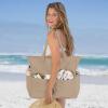 imageWaterproof Beach Tote Pool Bags for Women Ladies Extra Large Gym Tote Carry On Bag With Wet Compartment for Weekender TravelPure Khaki