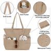imageWaterproof Beach Tote Pool Bags for Women Ladies Extra Large Gym Tote Carry On Bag With Wet Compartment for Weekender TravelPure Khaki