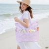 imageWaterproof Beach Tote Pool Bags for Women Ladies Extra Large Gym Tote Carry On Bag With Wet Compartment for Weekender TravelPurple Snowflakes