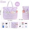 imageWaterproof Beach Tote Pool Bags for Women Ladies Extra Large Gym Tote Carry On Bag With Wet Compartment for Weekender TravelPurple Snowflakes
