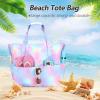 imageWaterproof Beach Tote Pool Bags for Women Ladies Extra Large Gym Tote Carry On Bag With Wet Compartment for Weekender TravelRainbow