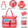 imageWaterproof Beach Tote Pool Bags for Women Ladies Extra Large Gym Tote Carry On Bag With Wet Compartment for Weekender TravelRose Pink Stripe
