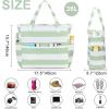 imageWaterproof Beach Tote Pool Bags for Women Ladies Extra Large Gym Tote Carry On Bag With Wet Compartment for Weekender TravelSage Green Stripe