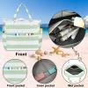 imageWaterproof Beach Tote Pool Bags for Women Ladies Extra Large Gym Tote Carry On Bag With Wet Compartment for Weekender TravelSage Green Stripe