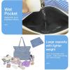 imageWaterproof Beach Tote Pool Bags for Women Ladies Extra Large Gym Tote Carry On Bag With Wet Compartment for Weekender TravelSea Blue Stripes