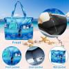 imageWaterproof Beach Tote Pool Bags for Women Ladies Extra Large Gym Tote Carry On Bag With Wet Compartment for Weekender TravelSea Turtle Blue