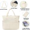 imageWaterproof Beach Tote Pool Bags for Women Ladies Extra Large Gym Tote Carry On Bag With Wet Compartment for Weekender TravelSolid Beige