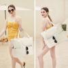 imageWaterproof Beach Tote Pool Bags for Women Ladies Extra Large Gym Tote Carry On Bag With Wet Compartment for Weekender TravelSolid Beige