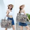 imageWaterproof Beach Tote Pool Bags for Women Ladies Extra Large Gym Tote Carry On Bag With Wet Compartment for Weekender TravelWblack Leopard
