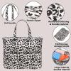 imageWaterproof Beach Tote Pool Bags for Women Ladies Extra Large Gym Tote Carry On Bag With Wet Compartment for Weekender TravelWblack Leopard