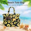 imageWaterproof Beach Tote Pool Bags for Women Ladies Large Gym Tote Carry On Bag With Wet Compartment for Weekender Travel Sunflower Black