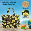 imageWaterproof Beach Tote Pool Bags for Women Ladies Large Gym Tote Carry On Bag With Wet Compartment for Weekender Travel Sunflower Black