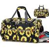 imageWeekender Overnight Duffel Bag Shoe Pocket for Women Men Weekend Travel Tote Carry On Bag Sunflower Black