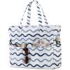 imageBeach Pool Bags Tote for Women Ladies Large Gym Tote Carry On Bag With Wet Compartment for Weekender Travel WaterproofBlue Wave Stripe