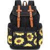 imageBluboon Girls School Backpack Women College Bookbag Lady Travel Rucksack 156Inch Laptop Bag Black Sunflower