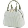 imageBluboon Lunch Box for Women Cute Lunch Bag Reusable Insulated Lunch Bags Large Capacity Lunchbox Cooler for Work Picnic or TravelA Sage Green White Stripes