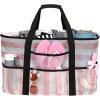 imageBluboon Mesh Beach Bag Toy Tote Bag for Family Pool Oversized 22 inches Grocery Shopping Bag with Waterproof Cell Phone Pocket and Sandproof Bottom Pink White Stripe