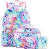 imageBluboon School Backpack for Girls Teens Bookbag Set Laptop Backpack Lunch Box with Pencil Bag Tie Dye Blue