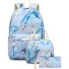 imageBluboon Teen Girls School Backpack Kids Bookbag Set with Lunch Box Pencil Case Travel Laptop Backpack Casual Daypacks Marble PinkBlueBluewhite
