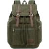 imageBluboon Vintage Backpack Leather Trim Casual Bookbag Men Women Laptop Travel RucksackArmy Green