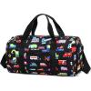 imageKids Overnight Duffle Luminous Sport Gym Gag with Shoe Compartment ampamp Wet Pocket Small Sleepover bag Carry on Weekender Travel Tote for Kids Boys GirlsCar Black