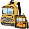imageToddler Backpack Boy Preschool School Bus Bookbag Kindergarten 3D Daycare Bags with Insulation Lunch BoxYellow Red
