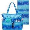 2 Pcs Beach Bag With Towel-turtle Blue