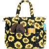 imageWaterproof Beach Tote Pool Bags for Women Ladies Large Gym Tote Carry On Bag With Wet Compartment for Weekender Travel Sunflower Black