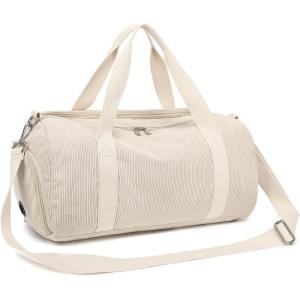 imageBLUBOON Duffle Bag Girls Kids Cute Gym Bag with Shoes Compartment ampamp Wet Separation Waterproof Sports Overnight Travel BagCorduroy Beige