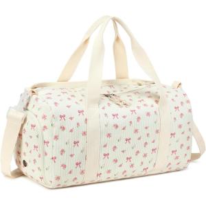 imageBLUBOON Duffle Bag Girls Kids Cute Gym Bag with Shoes Compartment ampamp Wet Separation Waterproof Sports Overnight Travel BagFloral pink bow 212