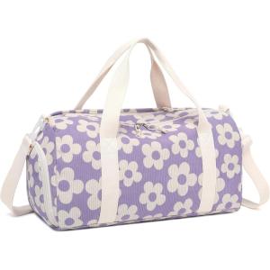 imageBLUBOON Duffle Bag Girls Kids Cute Gym Bag with Shoes Compartment ampamp Wet Separation Waterproof Sports Overnight Travel BagFlower 157 Purple Base