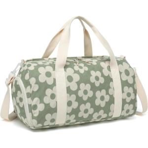 imageBLUBOON Duffle Bag Girls Kids Cute Gym Bag with Shoes Compartment ampamp Wet Separation Waterproof Sports Overnight Travel BagFlower 157 green background