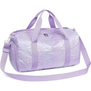 imageBLUBOON Duffle Bag Girls Kids Cute Gym Bag with Shoes Compartment ampamp Wet Separation Waterproof Sports Overnight Travel BagMetallic purple