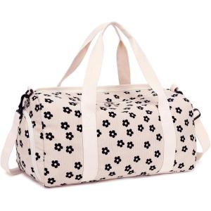 imageBLUBOON Duffle Bag Girls Kids Cute Gym Bag with Shoes Compartment ampamp Wet Separation Waterproof Sports Overnight Travel BagSmall Floral Corduroy