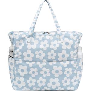 imageBeach Pool Bags Tote for Women Ladies Large Gym Tote Carry On Bag With Wet Compartment for Weekender Travel WaterproofFloral Blue