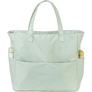 imageBeach Pool Bags Tote for Women Ladies Large Gym Tote Carry On Bag With Wet Compartment for Weekender Travel WaterproofGreenwhite Pinstripes