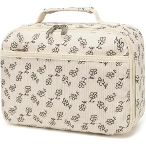 imageBluboon Insulated Lunch Bag for Girls ampamp Boys Corduroy School Lunch Box with Cooler ampamp Organizer Compartments LeakProof Lunch Tote for School Travel Corduroy Strawberries BeigeBlack Floral 171