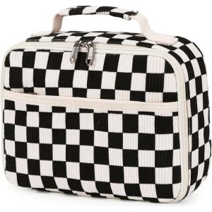 imageBluboon Insulated Lunch Bag for Girls ampamp Boys Corduroy School Lunch Box with Cooler ampamp Organizer Compartments LeakProof Lunch Tote for School Travel Corduroy Strawberries BeigeCorduroy Black White