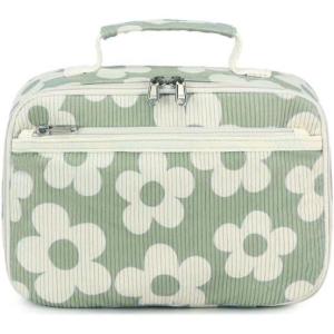 imageBluboon Kids Girls Lunch Bag Insulated Lunch Box for school Corduroy Lunch Cooler Organizer School Kids Lunch ToteGreen Background of Flowers