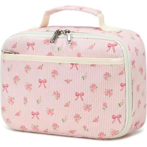 imageBluboon Kids Girls Lunch Bag Insulated Lunch Box for school Corduroy Lunch Cooler Organizer School Kids Lunch TotePink 212